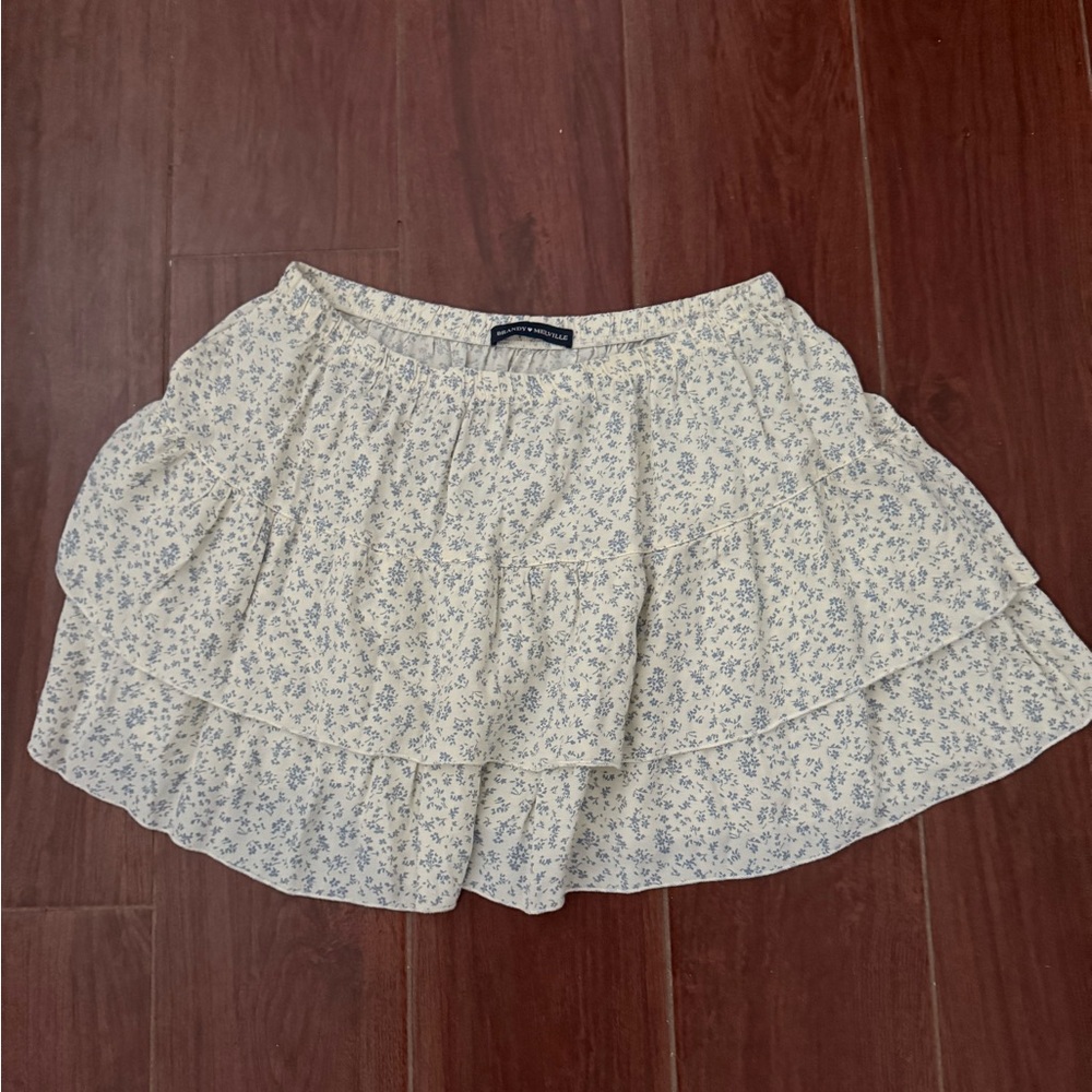 Brandy Melville Blue Floral Mini Skirt